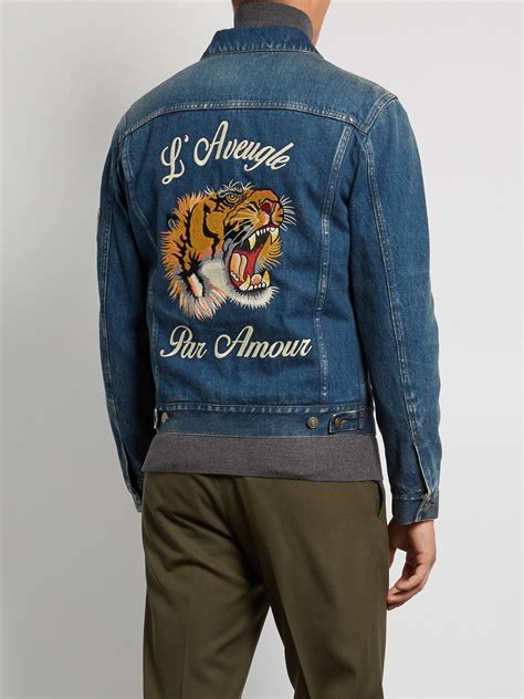 gucci tiger jacket|gucci tiger denim jacket.